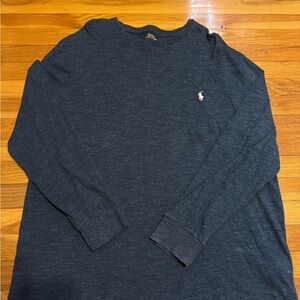 polo ralph lauren grey long sleeve with cream logo
